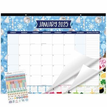 Imagem de bloom daily planners Calendário de mesa 2025 – Bloco organizador mensal grande de 53 x 40 cm com adesivos (janeiro de 2025 a dezembro de 2025) - Ícones de férias