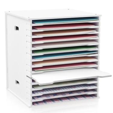 Imagem de CroBlissful Organizador de papel para scrapbook de 15 camadas, 30,5 x 30,5 cm, organizador de papel para scrapbook, organizador de arquivos, amplo suporte de documentos para mesa de escritório (30 x
