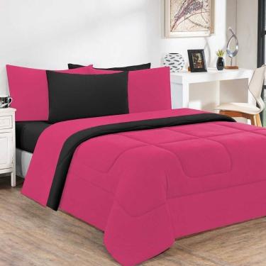 Imagem de Kit Edredom Malha 100% Algodão Gran Moratta 2 Peças Solteiro - Pink -preto
