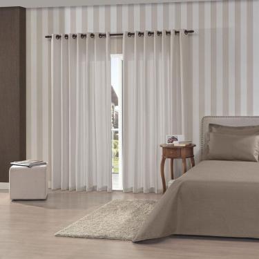 Imagem de Cortina Rústica 200x160cm com Ilhós Bella Janela Pantex Areia