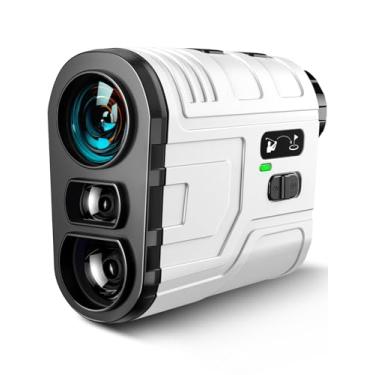 Imagem de MOESAPU Telêmetro De Golfe Com Inclinação, Telêmetro A Laser De 650 Jardas Para Golfe/Caça Com Tela De Alta Definição, Vibração De Travamento De Mastro De Bandeira, Ampliação De 6X, Mede Altitude E