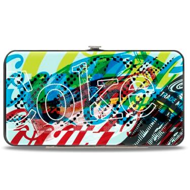 Imagem de Carteira Coca-Cola, articulada, logotipos de coca-cola e garrafa pop art branca multicolorida, couro vegano