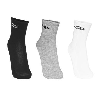 Imagem de Meia Olympikus Cano Médio pacote c/ 3 pares Masculino, Preto, 39-44