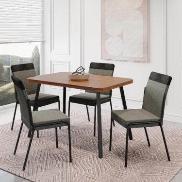 Imagem de Conjunto Sala de Jantar 4 Cadeiras Seattle Carraro Nogal