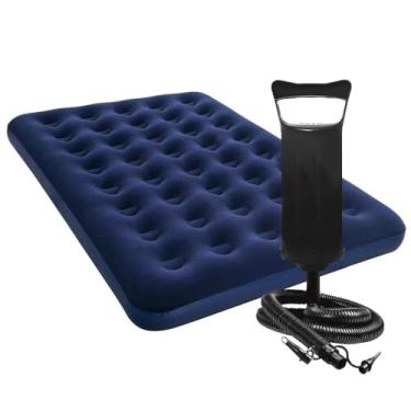 Imagem de Kit Colchao Inflavel Casal ou Solteiro de Ar Suporta 200kg + Bomba de Ar(KIT 1 COLCHÃO CASAL + BOMBA AR)
