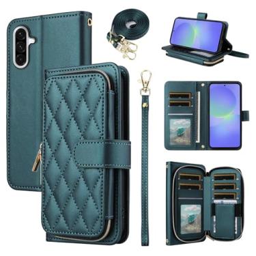 Imagem de Furiet Argyle Capa carteira para Samsung Galaxy A16/A26 5G com alça de pulso/ombro, 9+ compartimentos para cartões, bolsa com zíper, suporte quadriculado, capa para celular A 16 26 16A 26A 4G SM-A166U