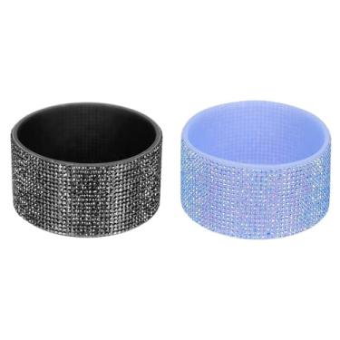 Imagem de PATIKIL Bota de silicone com glitter, 2 peças de bota protetora de garrafa de água de diamante brilhante antiderrapante acessórios para copo Stanley Tumbler de 567 a 1,134 g com fundo de 7 cm, preto