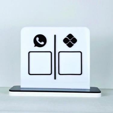 Imagem de Placa em acrilico com 2 qr code para pix e whatsapp cor branco e preto