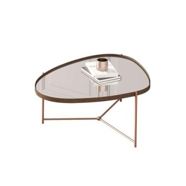 Imagem de Mesa de Centro Organica Alamanda Castanho Pe Bronze - Moveis JB