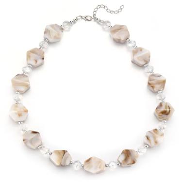 Imagem de Errally Colares de contas grossas para mulheres, colar boêmio, com contas coloridas de cristal de resina, presentes de aniversário, bijuterias para mulheres, Resina, Sem Pedra Preciosa