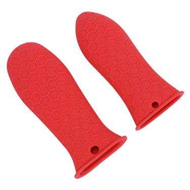 Imagem de Pssopp Silicone Hot Hold Handle Manga, Guarda de Suporte para Flechas para Frigideira, Frigideira de Ferro Fundido, Panelas de Metal Com Resistência Ao Calor Superior, Instalação Fácil de (Vermelho
