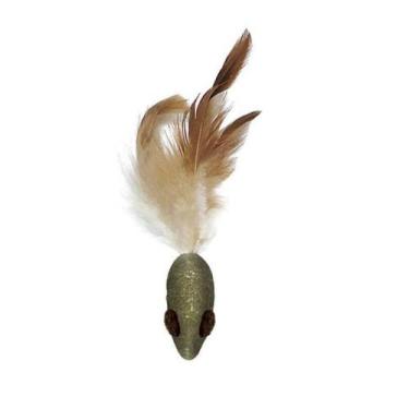 Imagem de Brinquedo pra gato Ratinho Sisal Catnip divertido com penas - Jambo Pe