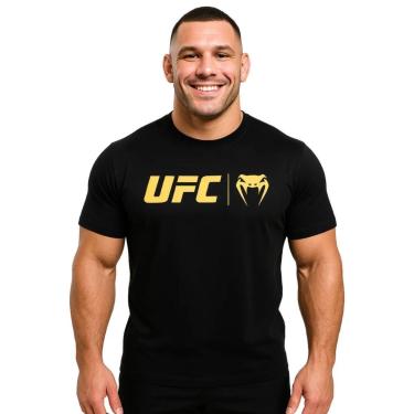 Imagem de Camiseta Esportiva Masculina Venum UFC Classic Preto e Dourado Original Jiu Jitsu Treino Academia-Unissex