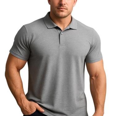 Imagem de Camiseta Gola Polo Cinza Mescla Malha Piquet Uniforme Trabalho - Farda