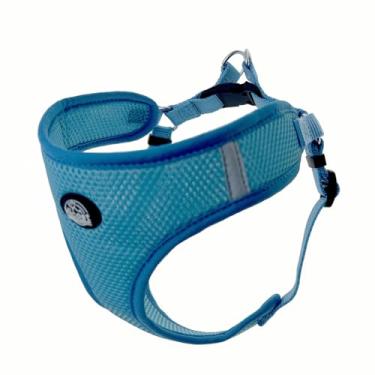 Imagem de Hicost Peitoral para cães, colete de malha ajustável para animais de estimação com fecho de fivela (azul, P)