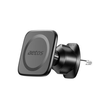 Imagem de aetos Suporte de telefone para carro compatível com MagSafe. Suporte de telefone de ventilação magnética elegante com 20 ímãs N52 fortes e gancho de metal. Design minimalista clássico para iPhone 16