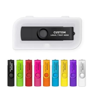 Imagem de Pen drive USB OTG personalizado, pacote com 100 unidades de pen drive de memória USB duplo, ideal para presentes corporativos, eventos de negócios e brindes promocionais (8 GB, com caixa de plástico)