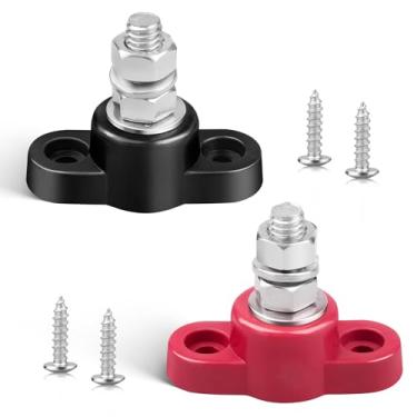 Imagem de RED WOLF Bloco de distribuição de energia 12V 250A 5/40.6 cm barramento de pino único M8 barra de barramento terminal 12 volts DC poste de junção da bateria para barco automotivo, sistema solar