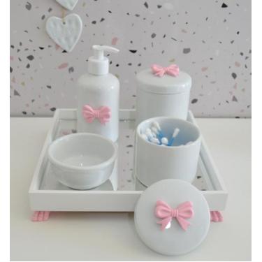Imagem de Kit Higiene Bebê Porcelana Moderno Quarto Menina Cuidados Maternidade 