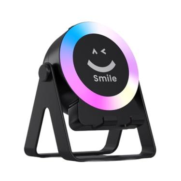 Imagem de Rrlihjgu Suporte Para Telemóvel Com Alto Falante De Indução Sem Fios - Coluna Portátil Para Mesa,Reprodutor De Áudio Portátil 4 Em 1 Com Luz RGB Para Escritório Sala De Reuniões Restaurante Quarto