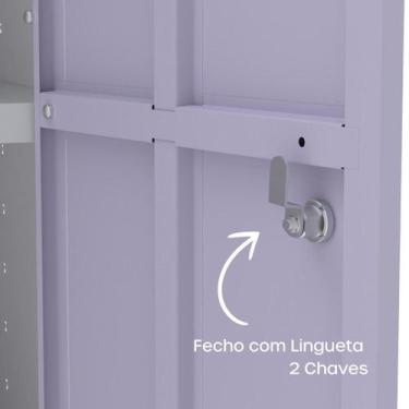 Imagem de Armário de Aço 2 Portas 4 Prateleiras com Chave AP409SL - Pandin Móvei