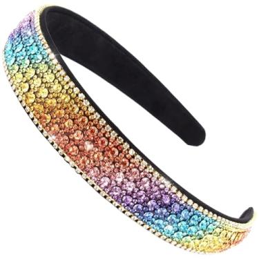 Imagem de Bandanas brilhantes para meninas, 12,5 x 2,5 cm, colorida, com strass, confortável e antiderrapante, para meninas, mulheres, presentes de festa de cabelo.