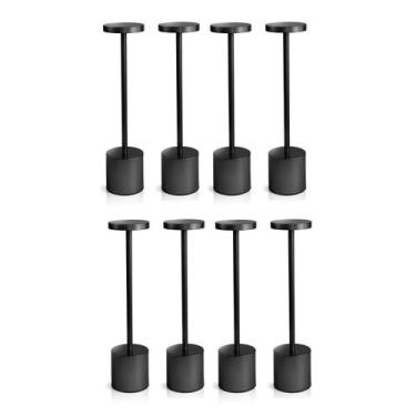 Imagem de Kit 8 Luminárias de Mesa Candeeiro Led Preto Sem Fio Tutto Home Recarr