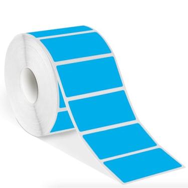 Imagem de STARLIBOO Adesivos de etiquetas térmicas de 5 x 2,5 cm, papel de etiqueta de código de barras autoadesivo azul para impressora térmica direta e comercial, adesivos de envio de endereço retangular