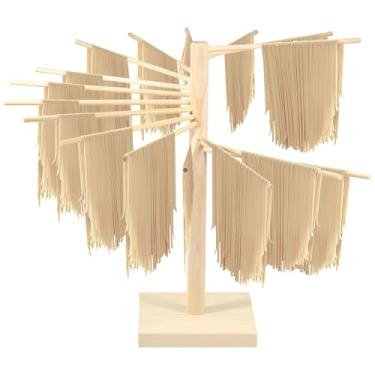 Imagem de Escorredor de massas com 16 varões de secagem, prateleira removível para secar macarrão eficiente, suporte de secagem de macarrão doméstico, prateleira portátil para pendurar macarrão espaguete para