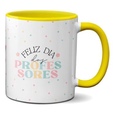Imagem de Caneca Feliz Dia Dos Professores Xícara Criativa Frase (Amarela)