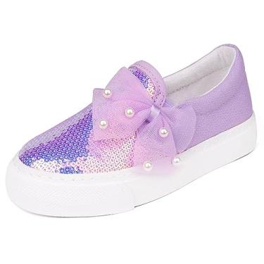 Imagem de Toandon Tênis infantil infantil de 2 a 10 anos de idade, Laço roxo, 9 Toddler