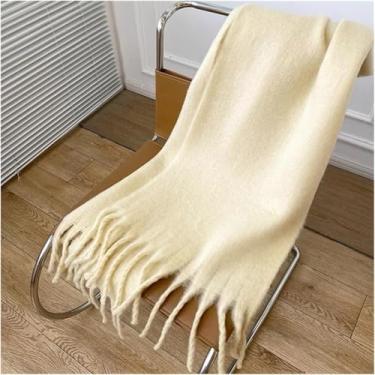 Imagem de Cachecol Para Mulheres Cor Sólida Lenço Macio Engrossado Quente Cor Sólida Lenço Mohair Borla Cachecol Inverno Quente, 26