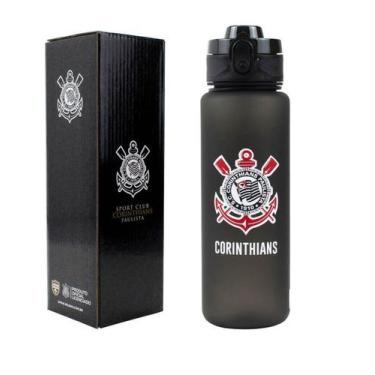 Imagem de Garrafa Estilosa De Plástico 600ml - Corinthians - Com Alça - Mileno C