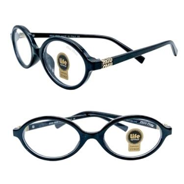 Imagem de Armação Óculos sem Grau Preto Feminino Oval em Acetato