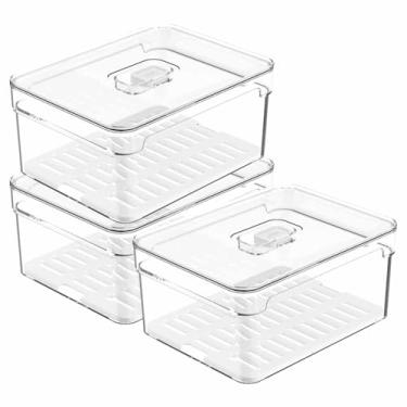 Imagem de Kit 3 Organizador Clear Fresh Geladeira Empilhável 2,2L