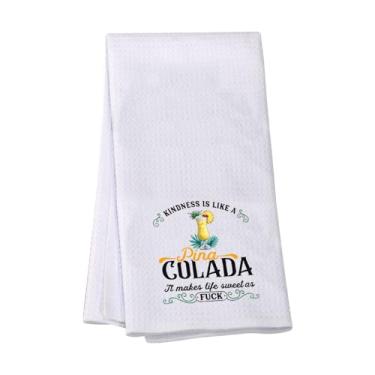 Imagem de VAMSII Presente para amantes de coquetéis, toalha de cozinha para amantes de pina colada, presente de coquetéis tropicais, abacaxi, coco, presente de verão (USPinaTowel)