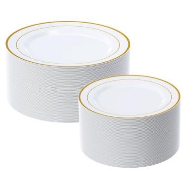 Imagem de Pratos de plástico FOCUSLINE Gold, conjunto de 60 (30 para jantar, 25 