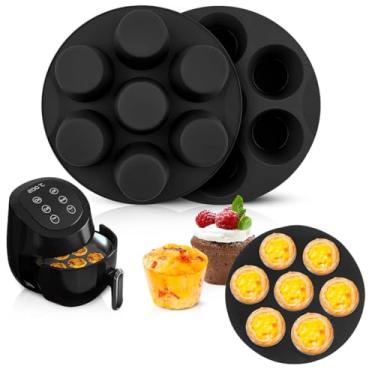 Imagem de Kit 2 Formas de Silicone para Cupcake Airfryer Formas de Silicone Antiaderente para Cupcake Muffin Forno E Freezer Reutilizável - Cores Aleatórias