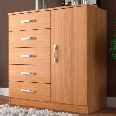 Imagem de Cômoda Napoles 1 Porta 5 Gavetas Cinamomo - Panorama Móveis