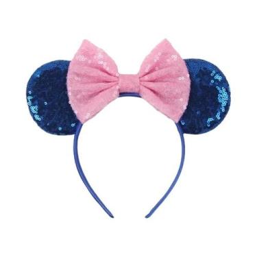 Imagem de Tiara De Orelhas De Rato Com Lantejoulas E Laço Para Meninas Com Pérol