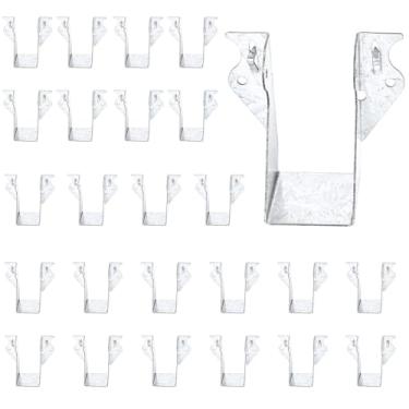 Imagem de 50 peças de gancho de viga de 5 x 10 cm, gancho de viga de montagem de face de cisalhamento duplo de calibre 20 para suportes de deck, suportes de caibro, laços de furacão para vigas