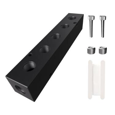 Imagem de Coletor de compressor de ar NPT 1/4, divisor de mangueira de linha, bloco de distribuição de ar de coletor pneumático de 3 portas de 2 vias com acessórios (5 vias 7 portas, 1/10.2 cm NPT)