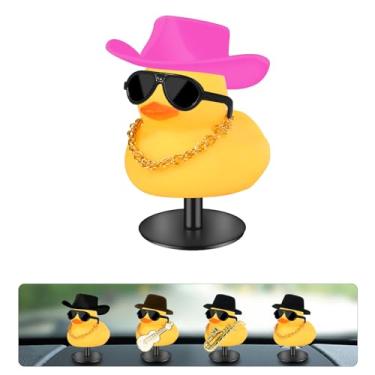 Imagem de AILOVETECK Decoração de pato de borracha para carro com suporte de plugue de pato, pato de painel para jipe de carro, patos de carro para painel, acessórios engraçados para painel de carro, presente