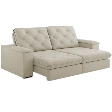 Imagem de Sofá Cuiabá com Molas Ensacadas 4 Lugares Retrátil e Reclinável Tecido Linho 230cm Teixeira Cor Bege