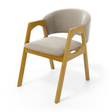 Imagem de Cadeira Agatha Madeira Maciça Estofada Para Mesa De jantar