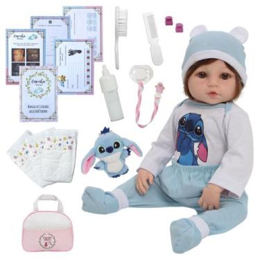 Imagem de Bebê Reborn Realista com Cabelo Castanho Fio a Fio Fofo - Cegonha Rebo