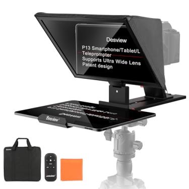 Imagem de Desview Teleprompter P13 de liga de alumínio de 13 polegadas com vidro de alta definição, compatível com iPad Tablet Phone DSLR, design portátil sem montagem para gravação de vídeo