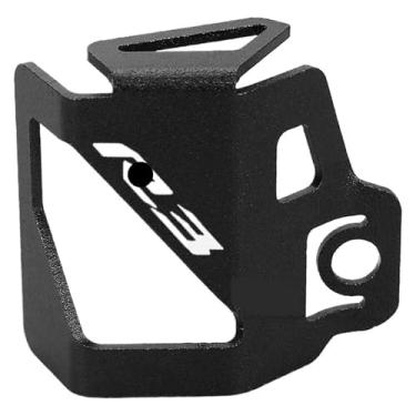 Imagem de BYYINGSUS Tampa do reservatório de fluido do tanque de combustível do freio traseiro da motocicleta acessórios CNC compatíveis com Y&AMAHA YZF R3 2013 2014 2015 2016 2017 2018 (preto)