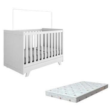 Imagem de Kit Berço Retrô Peroba Branco com Colchão Orthoflex Infantil