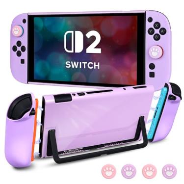 Imagem de DLseego Capa rígida protetora para Nintendo Switch 2 2025, capa fina e macia para Joy Con, protetores de controle JoyCon destacáveis, à prova de choque e resistente a arranhões, 4 alças de polegar